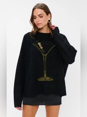 Show Me Your Mumu Settle In Sweater XS Dirty Martini Black NWT Oversized Cozy